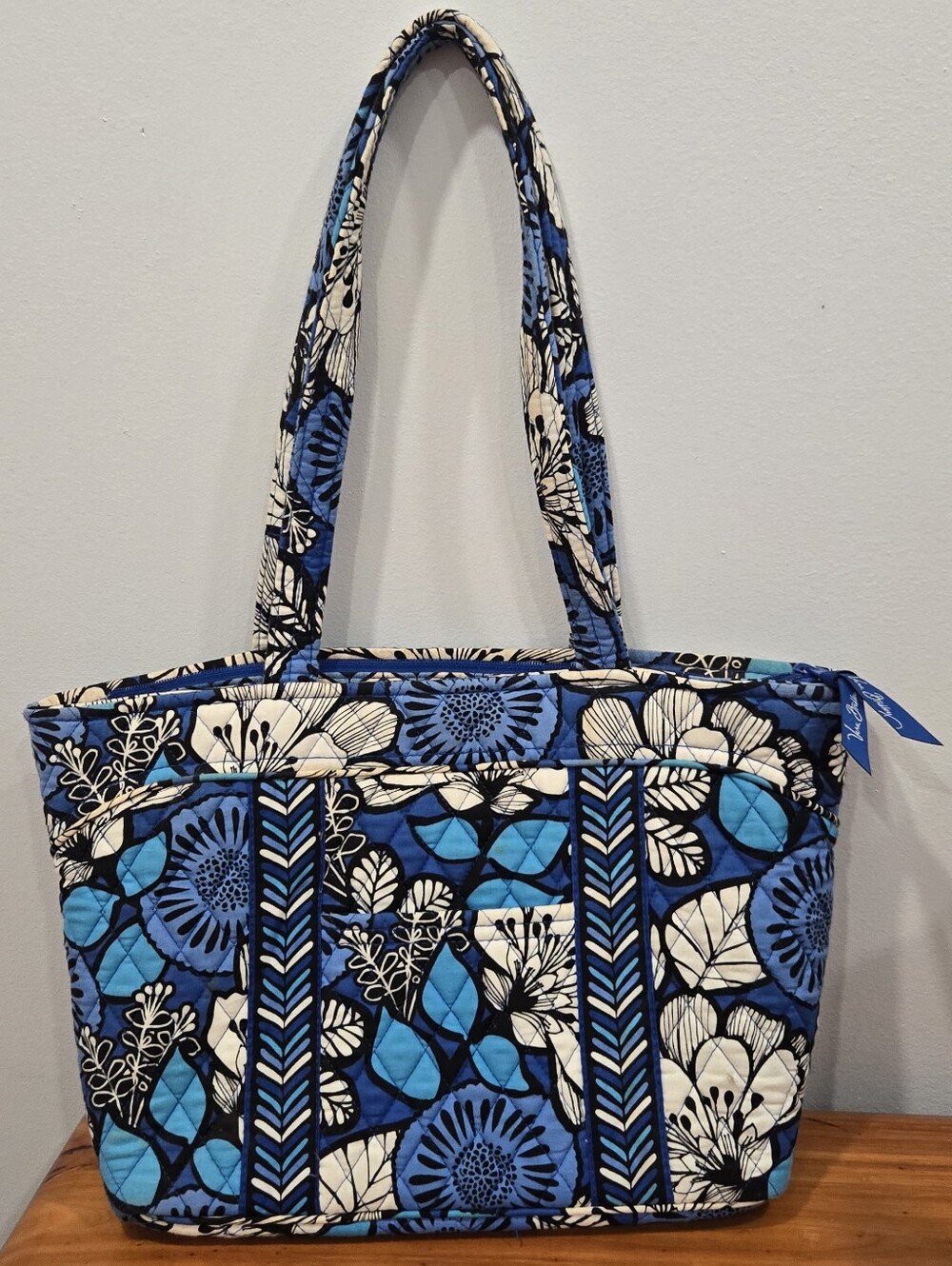 Vera Bradley Blue Bayou Mandy Tote Bag - Quilted Floral Retired Pattern